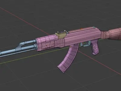 AKM with picatinny rail Game Ready Low-poly 3D model