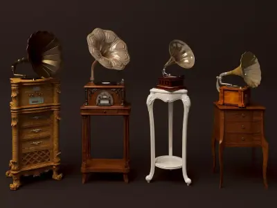 Antique Record Player Model Low-poly 3D model