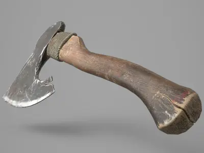 Game Ready Aged Wooden Axe Low-poly 3D model