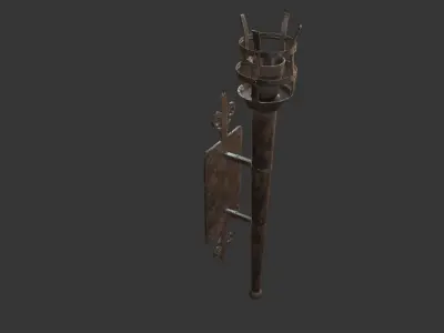 Medieval Torch Game Asset Low-poly 3D model