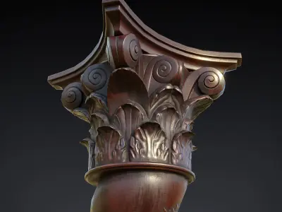 PBR Wooden Pillar Low-poly 3D model