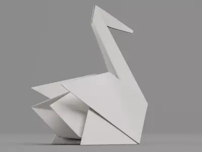Paper Swan Low-poly 3D model