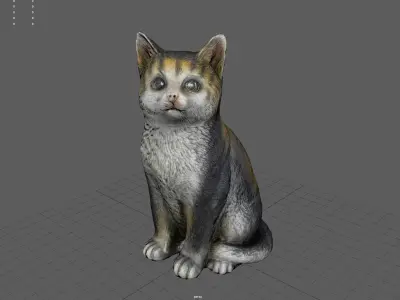 Cat statue Low-poly 3D model