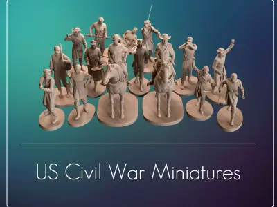 American Civil War Miniature Soldiers and Generals Set 3D print model