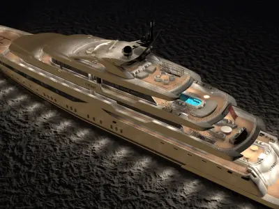 Opari Superyacht Night Scene 3D model