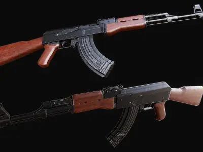 AK47  - Low Poly Game Asset Low-poly 3D model