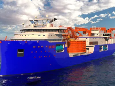 Cable Layer Vessel Blue 3D model