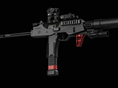 Two versions Brugger  Thomet MP9   Low-poly 3D model