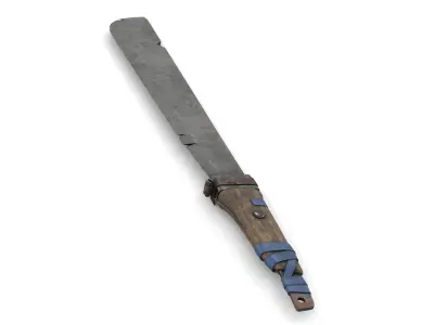 Old Machete with Broken Handle Low-poly 3D model