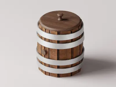 Wooden Barrel 3D Model Low-poly 3D model