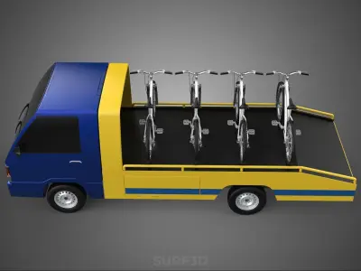 BICYCLE MOUNTAIN BIKE MTB TRAIL TOW TRUCK FLATBED TOWING PICK UP 3D model