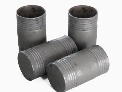 Old Steel Barrel 07 Low-poly 3D model