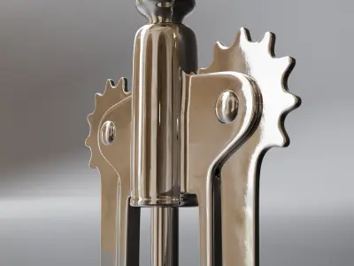 Wine bottle Opener chrome 3D model