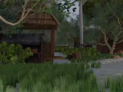 Forest Village By The Water 3D model