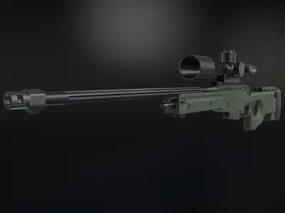 AWM Sniper Rifle Low-poly 3D model shop