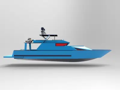 blue yacht 3D model