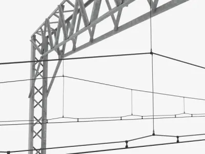 Railway Track and Catenary 3D model