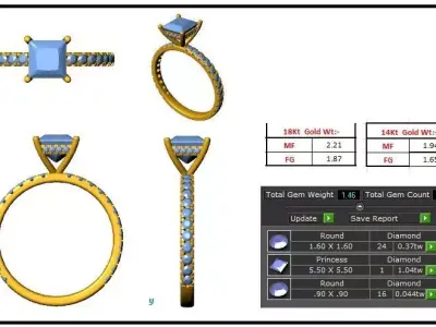 PRINCESS SOLITAIRE RING 3D model