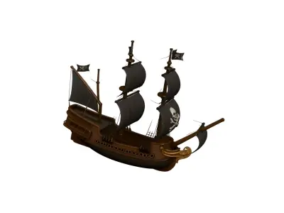 Black Galleon Ship 3D Model Realistic Historical Sailing Vessel 3D model