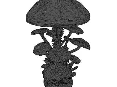 Fantasy Bioluminescent Mushroom Cluster 3D model