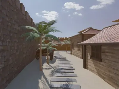 Desert Fortress Village 3D model