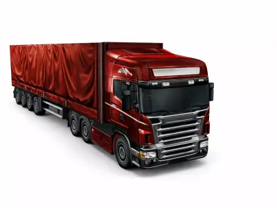 transport truck Heavy  semi  Truck  red semi truck Low-Poly Low-poly 3D model