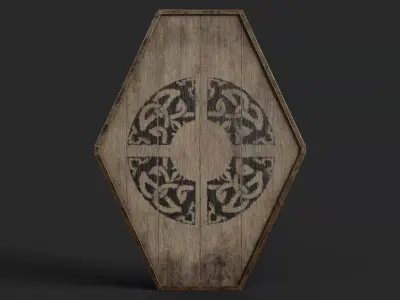 Slavic diamond-shaped shield painted ring rune symbol Low-poly 3D model