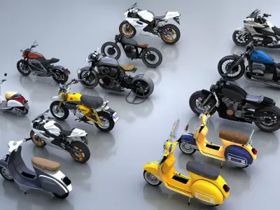 HighDetail Motorcycle Model Pack 3D model