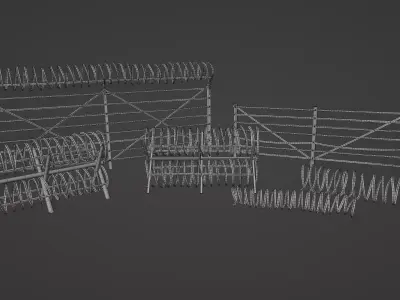 Barbed Wire Pack Low-poly 3D model