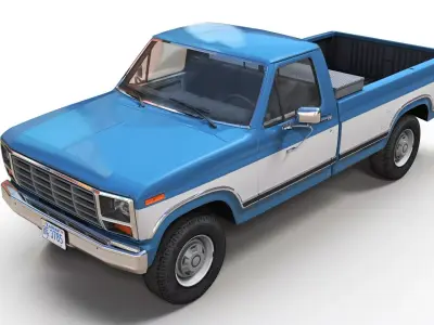 Standart pickup truck Low-poly 3D model
