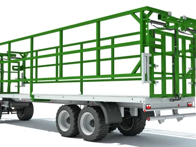 Farm Tractor Trailer 3D model buy