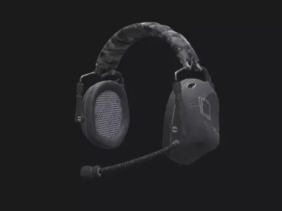 Headset Low-Poly on mannequin head Low-poly 3D model
