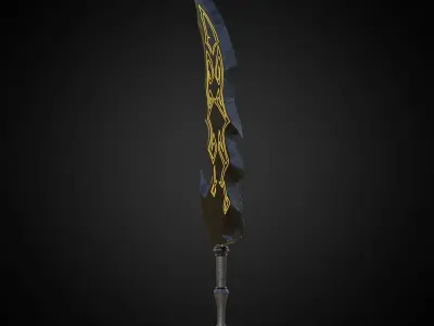 Wounded Sword Emissive Orange Low-poly 3D model