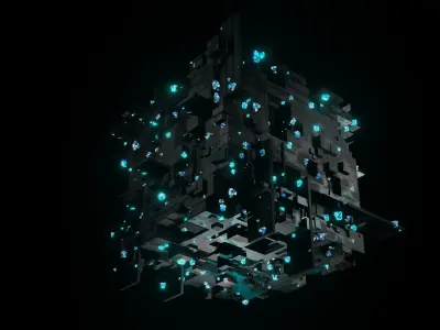 Glowing Sci-Fi Cube Low-poly 3D model