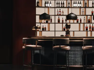 Vintage Dark Style Bar Interior Scene 3D model