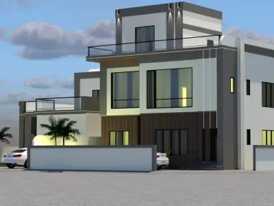 Modern Private Villa with Garage A11 3D model