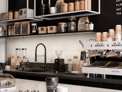 Modern Coffee Shop Interior in Blender 3D model