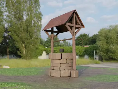 Realistic Stone Well Model Low-poly 3D model