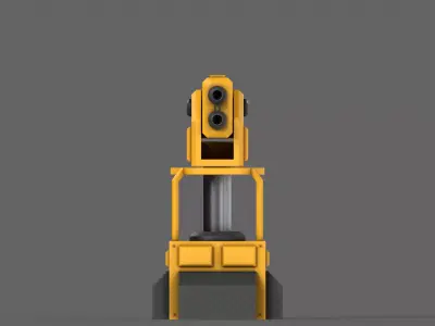 PBR Turret Gun 02 Yellow Low-poly 3D model