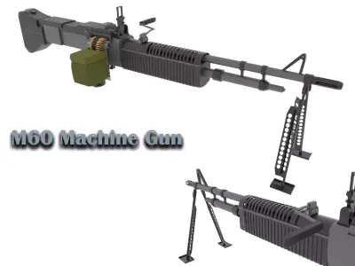 M60 MACHINE GUN Low-poly 3D model