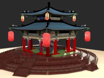Chinese pavilion 3D model purchase