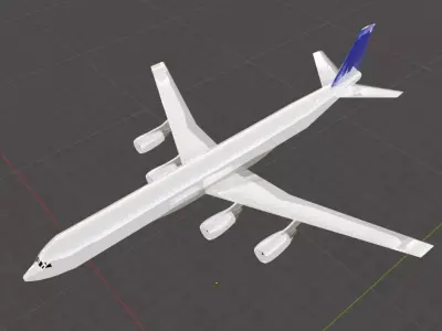Fictional Quad Engine Modernized 1950s Jetliner DC-8-73 Inspired Low-poly 3D model