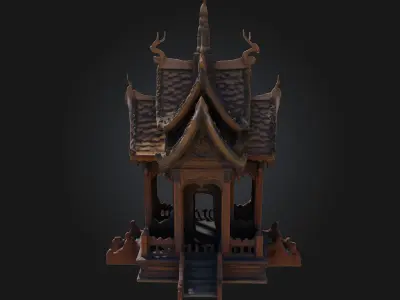 Wooden Temple Model  A Sacred Structure of Natural Harmony 3D model