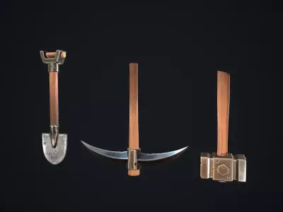 Stylized tools Low-poly 3D model