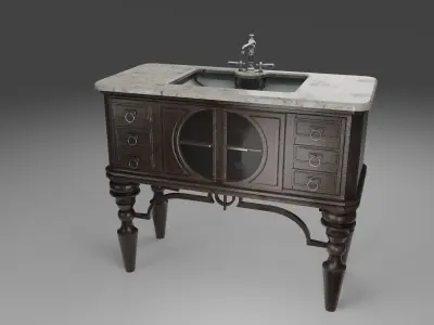 victorian art style sink Low-poly 3D model