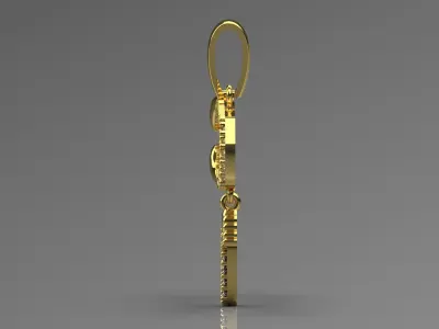 Gold STL 3D Safety pin pendant  jp0003 3D print model