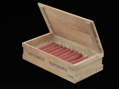 Dynamite Explosive Box Open Low-poly 3D model
