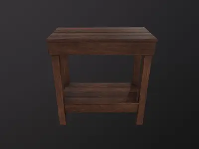 Wooden Bedside Table 3D Model Low-poly 3D model