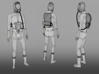 Offworld Exploration Spacesuit Low-poly 3D model