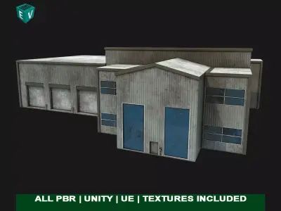 Old Dirty Garage with Interior All PBR Unity UE Textures Low-poly 3D model
